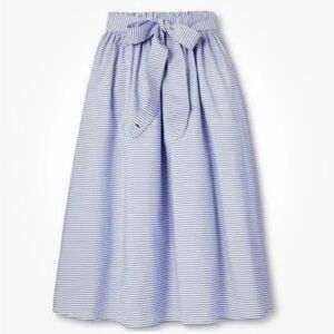 Vineyard Vines Blue and White Midi Skirt with Tie Front